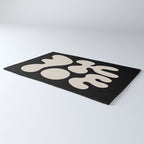 Mid Century Modern Organic Shapes 352 Black and Linen White Rug Gallery Image 3