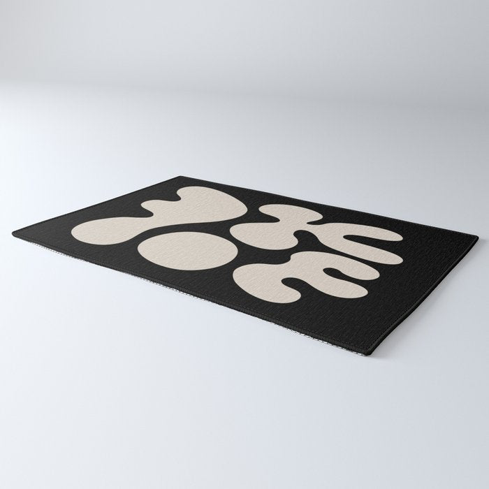 Mid Century Modern Organic Shapes 352 Black and Linen White Rug Gallery Image 3