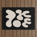 Mid Century Modern Organic Shapes 352 Black and Linen White Outdoor Rug Gallery Image 1