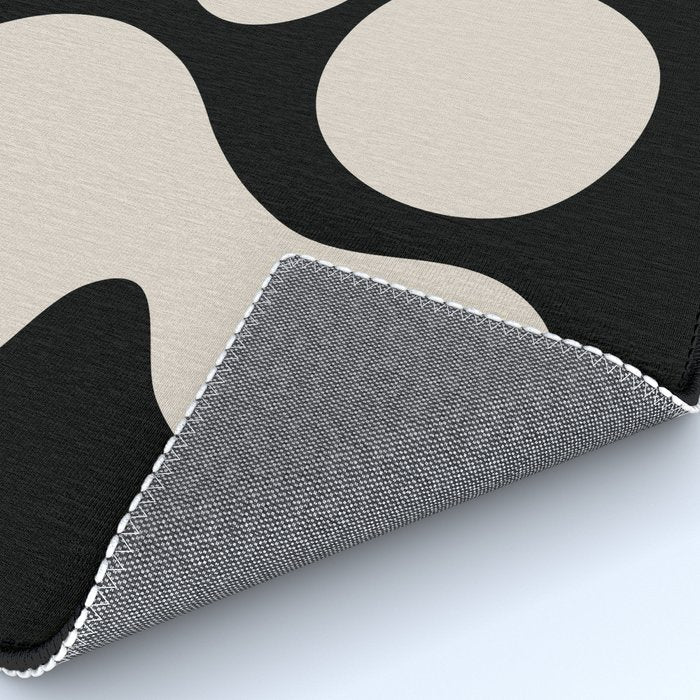 Mid Century Modern Organic Shapes 352 Black and Linen White Rug Gallery Image 4