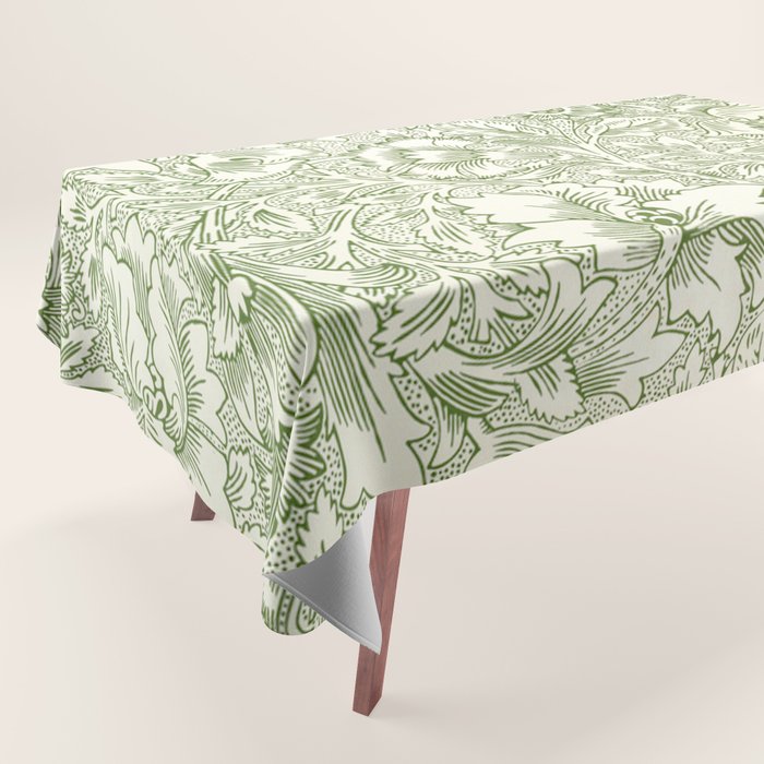 William Morris Wild Tulip Forest Green Floral Tablecloth Gallery Image 1