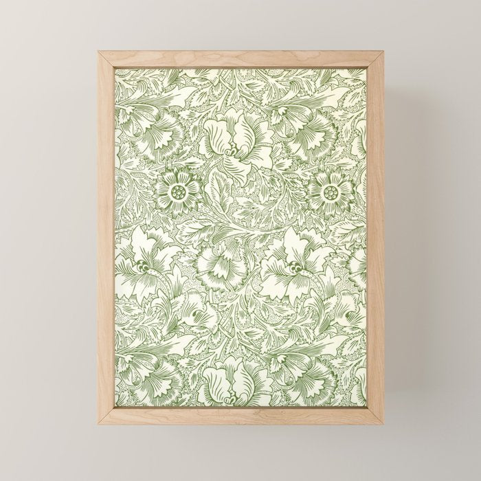 William Morris Wild Tulip Forest Green Floral Mini Art Print Gallery Image 1