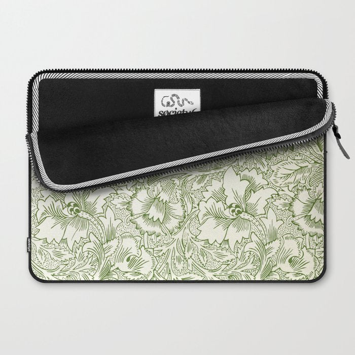 William Morris Wild Tulip Forest Green Floral Laptop Sleeve Gallery Image 2