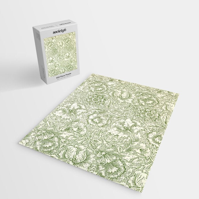 William Morris Wild Tulip Forest Green Floral Jigsaw Puzzle Gallery Image 2