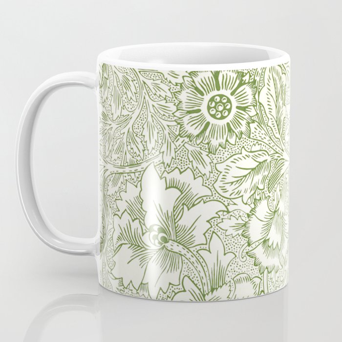 William Morris Wild Tulip Forest Green Floral Coffee Mug Gallery Image 3