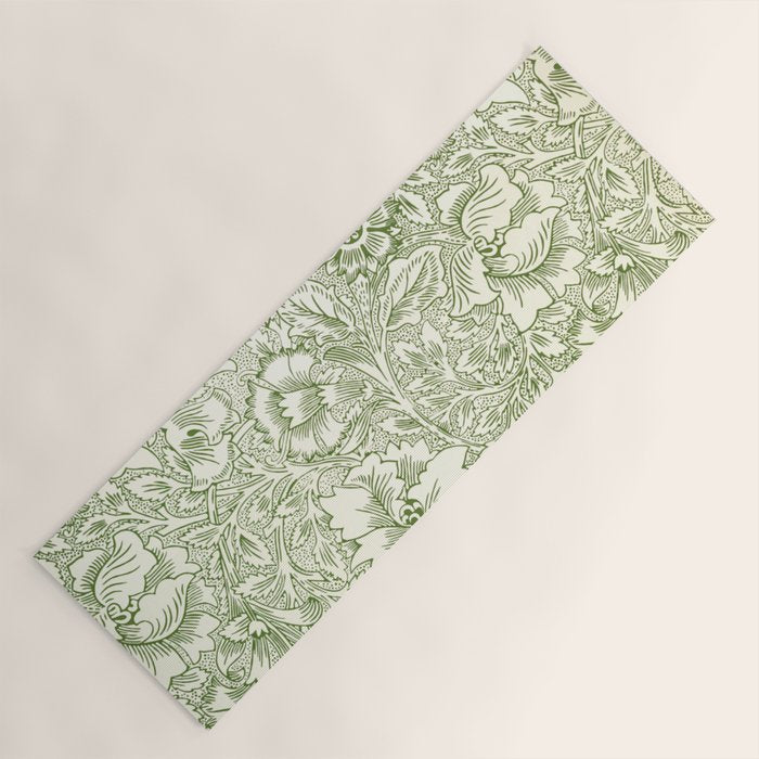 William Morris Wild Tulip Forest Green Floral Yoga Mat Gallery Image 1