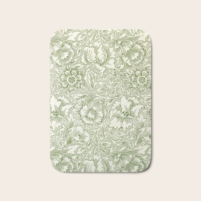William Morris Wild Tulip Forest Green Floral Bath Mat Gallery Image 1