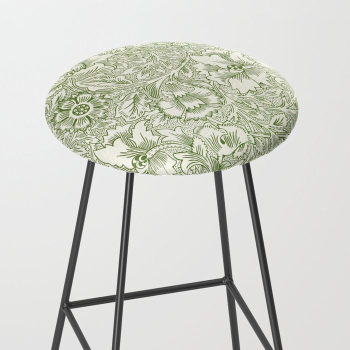 William Morris Wild Tulip Forest Green Floral Stool Gallery Image 2