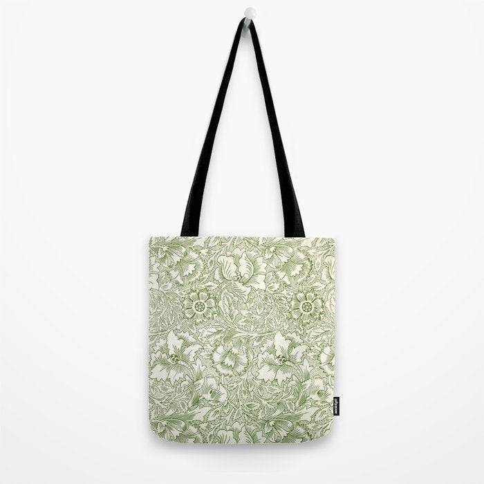 William Morris Wild Tulip Forest Green Floral Tote Bag Gallery Image 2