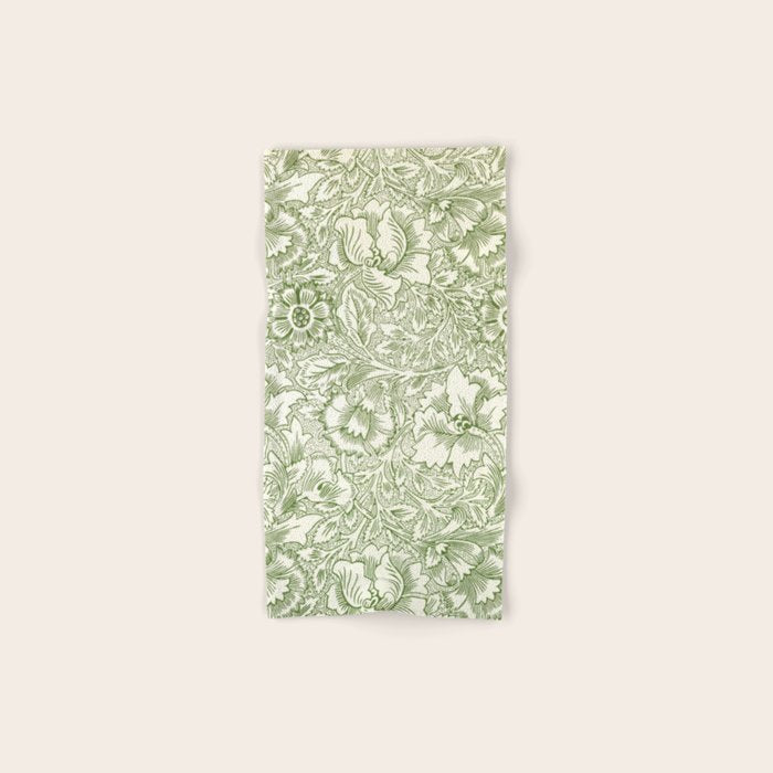 William Morris Wild Tulip Forest Green Floral Bath Towel Gallery Image 1