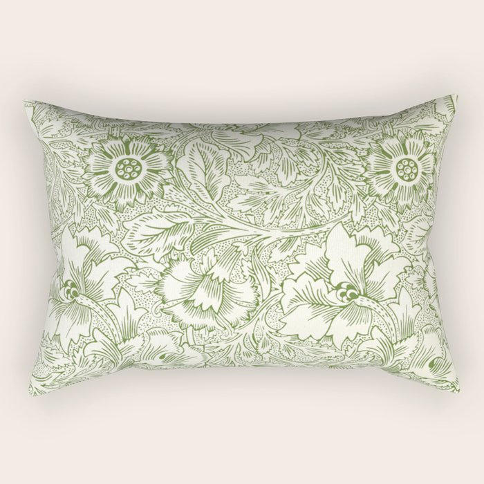 William Morris Wild Tulip Forest Green Floral Rectangular Pillow Gallery Image 2