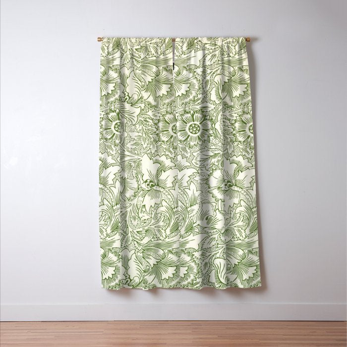 William Morris Wild Tulip Forest Green Floral Window Curtain Gallery Image 3