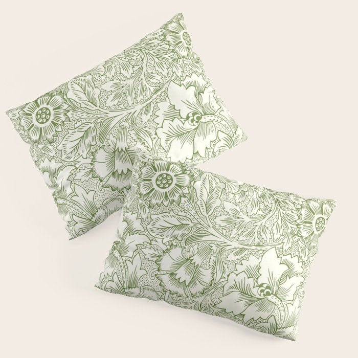 William Morris Wild Tulip Forest Green Floral Pillow Sham Gallery Image 3