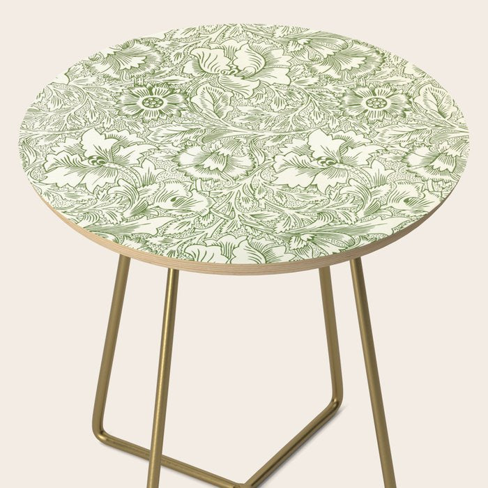 William Morris Wild Tulip Forest Green Floral Side Table Gallery Image 2