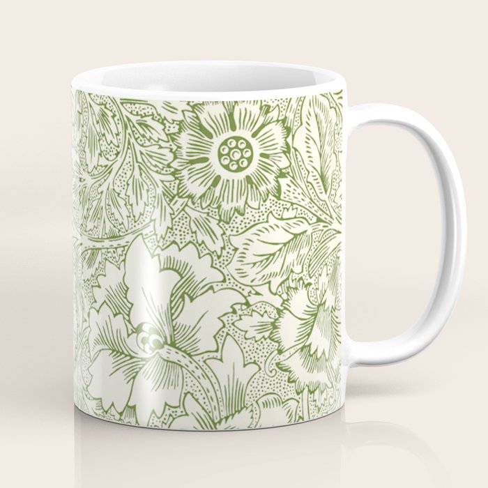 William Morris Wild Tulip Forest Green Floral Coffee Mug Gallery Image 1