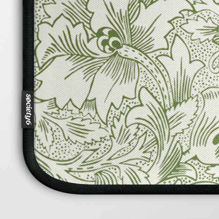 William Morris Wild Tulip Forest Green Floral Laptop Sleeve Gallery Image 3