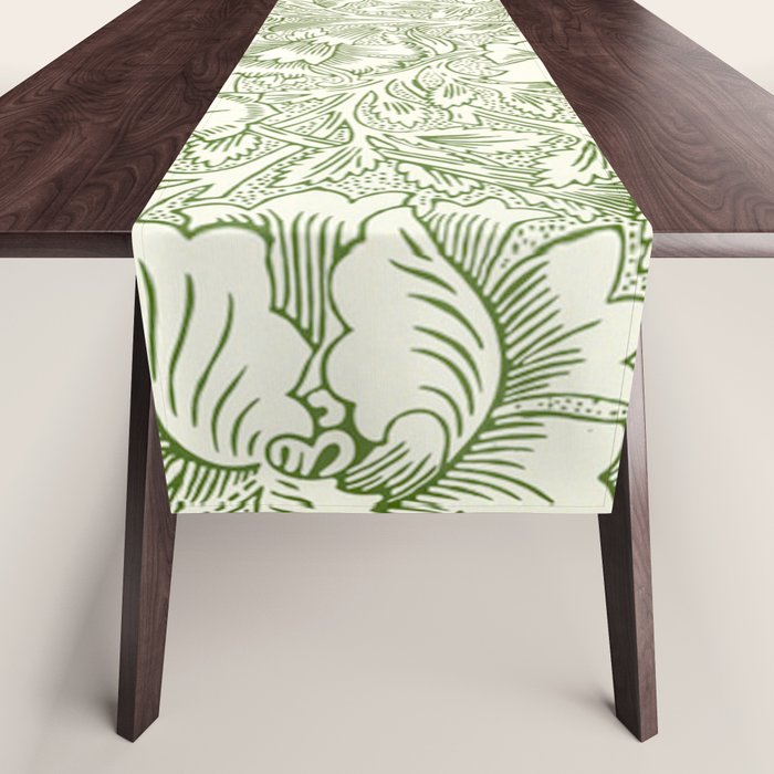 William Morris Wild Tulip Forest Green Floral Table Runner Gallery Image 1