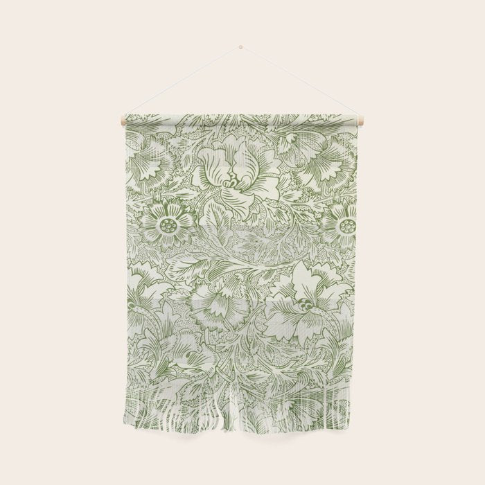 William Morris Wild Tulip Forest Green Floral Wall Hanging Gallery Image 1