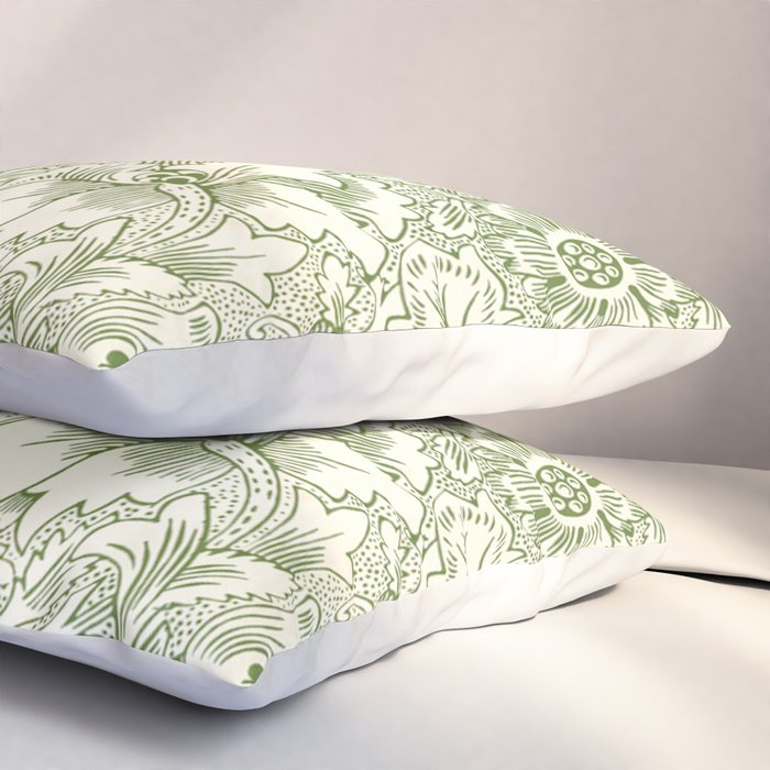 William Morris Wild Tulip Forest Green Floral Pillow Sham Gallery Image 3