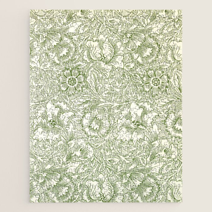 William Morris Wild Tulip Forest Green Floral Jigsaw Puzzle Gallery Image 1