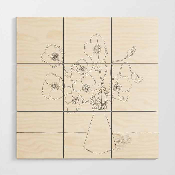 Field Wildflowers Line Wood Wall Art Gallery Image 1