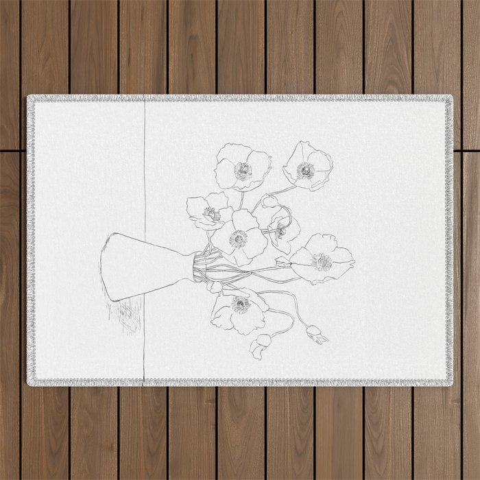 Field Wildflowers Line Outdoor Rug Gallery Image 1