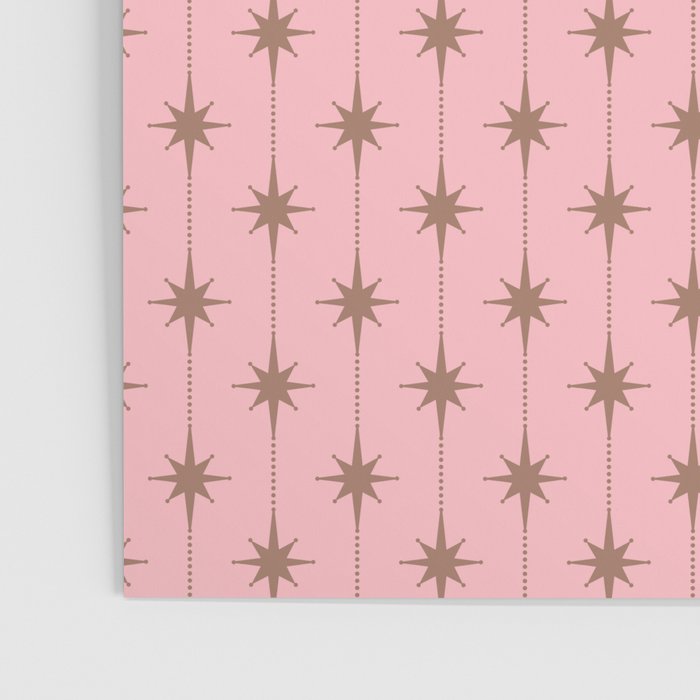 Midcentury Stars and Dots Atomic Pattern in Pink and Mocha Brown Poster Gallery Image 3