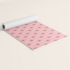 Midcentury Stars and Dots Atomic Pattern in Pink and Mocha Brown Yoga Mat Gallery Image 2