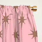 Midcentury Stars and Dots Atomic Pattern in Pink and Mocha Brown Window Curtain Gallery Image 2