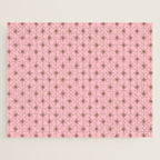 Midcentury Stars and Dots Atomic Pattern in Pink and Mocha Brown Jigsaw Puzzle Gallery Image 1