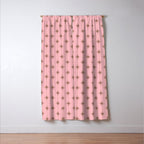 Midcentury Stars and Dots Atomic Pattern in Pink and Mocha Brown Window Curtain Gallery Image 3