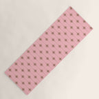 Midcentury Stars and Dots Atomic Pattern in Pink and Mocha Brown Yoga Mat Gallery Image 1