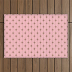 Midcentury Stars and Dots Atomic Pattern in Pink and Mocha Brown Outdoor Rug Gallery Image 1