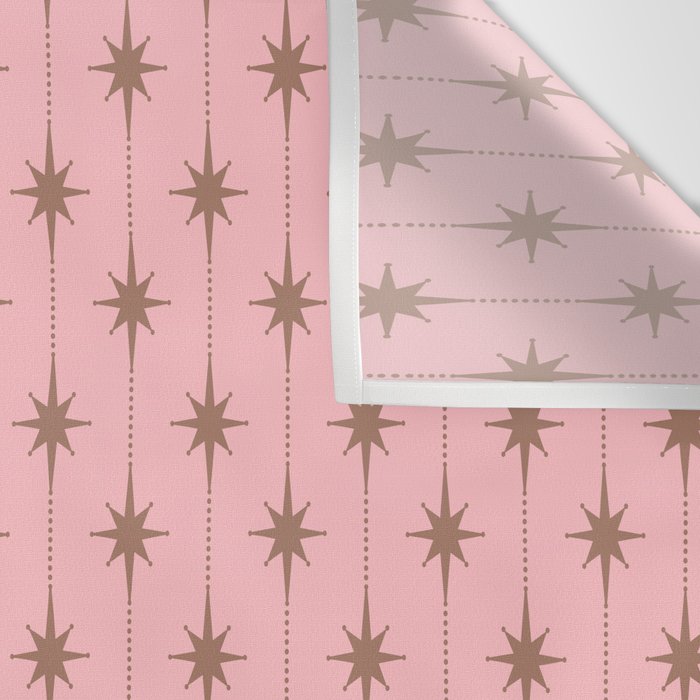 Midcentury Stars and Dots Atomic Pattern in Pink and Mocha Brown Wall Tapestry Gallery Image 3