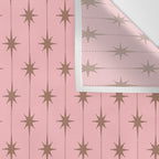 Midcentury Stars and Dots Atomic Pattern in Pink and Mocha Brown Wall Tapestry Gallery Image 3
