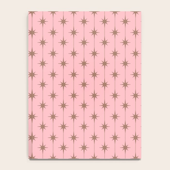 Midcentury Stars and Dots Atomic Pattern in Pink and Mocha Brown Notebook Gallery Image 4