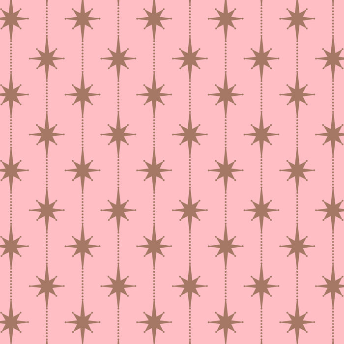 Midcentury Stars and Dots Atomic Pattern in Pink and Mocha Brown Coffee Mug Gallery Image 2