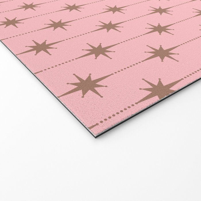 Midcentury Stars and Dots Atomic Pattern in Pink and Mocha Brown Welcome Mat Gallery Image 2