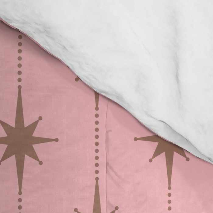 Midcentury Stars and Dots Atomic Pattern in Pink and Mocha Brown Comforter Gallery Image 4
