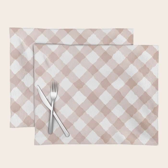 Hand Painted Pink Festive Gingham Theme Placemat Gallery Image 1