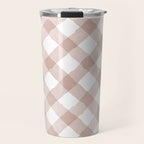 Hand Painted Pink Festive Gingham Theme Travel Mug Gallery Image 1