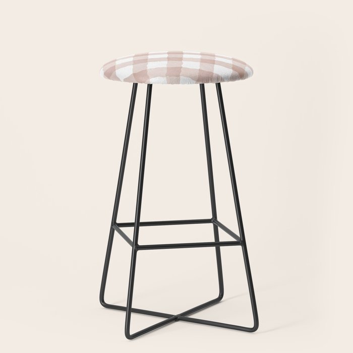 Hand Painted Pink Festive Gingham Theme Stool Gallery Image 1