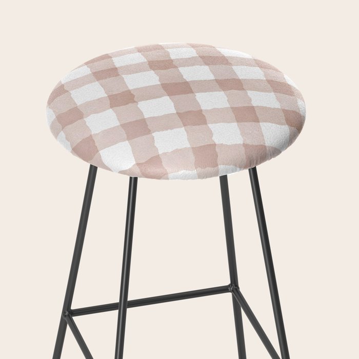 Hand Painted Pink Festive Gingham Theme Stool Gallery Image 2