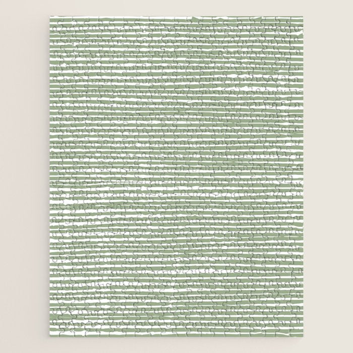 Abstract Stripes, Sage Green, Boho Wall Art Jigsaw Puzzle Gallery Image 1