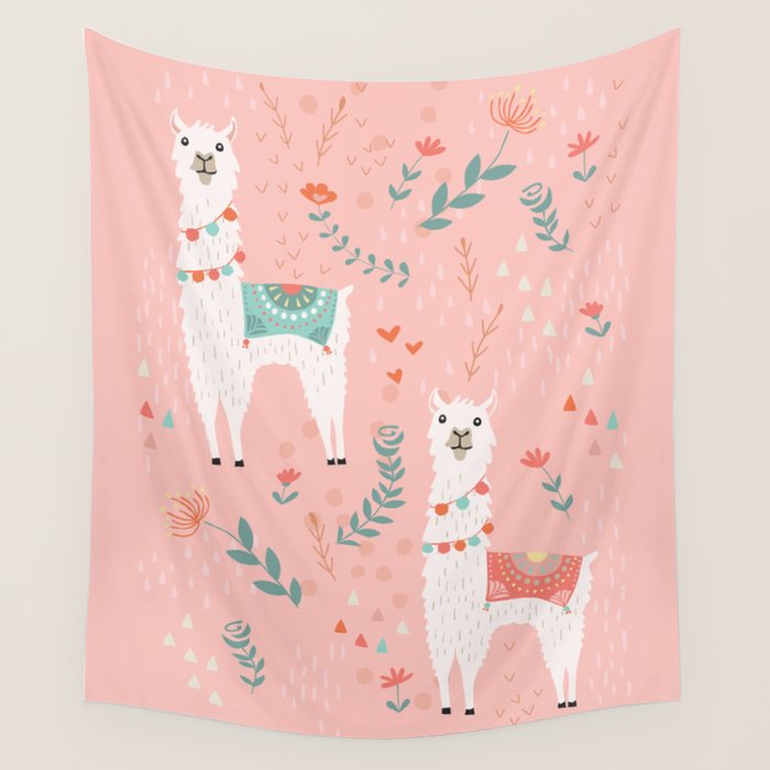 Lovely Llama on Pink Wall Tapestry Gallery Image 4