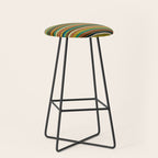 Joseph Stripes - Mid Century Modern Pattern in Mid Mod Mustard, Teal, Navy, Orange, Maroon, Beige, and Olive Stool Gallery Image 1