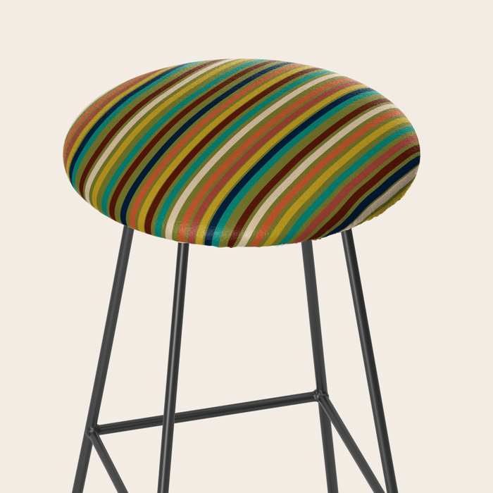 Joseph Stripes - Mid Century Modern Pattern in Mid Mod Mustard, Teal, Navy, Orange, Maroon, Beige, and Olive Stool Gallery Image 2