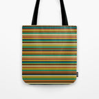 Joseph Stripes - Mid Century Modern Pattern in Mid Mod Mustard, Teal, Navy, Orange, Maroon, Beige, and Olive Tote Bag Gallery Image 1