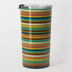 Joseph Stripes - Mid Century Modern Pattern in Mid Mod Mustard, Teal, Navy, Orange, Maroon, Beige, and Olive Travel Mug Gallery Image 3