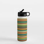 Joseph Stripes - Mid Century Modern Pattern in Mid Mod Mustard, Teal, Navy, Orange, Maroon, Beige, and Olive Water Bottle Gallery Image 1